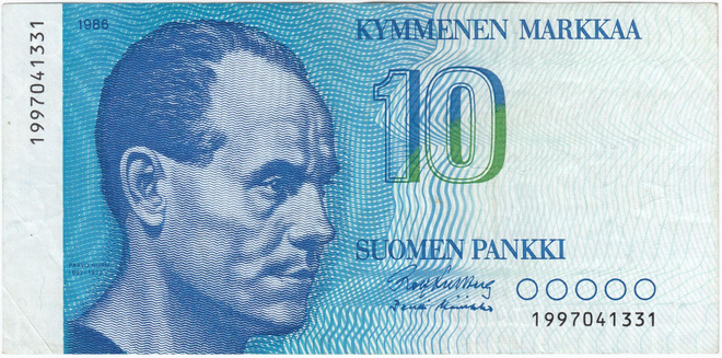 10 Markkaa 1986 1997... kl.5