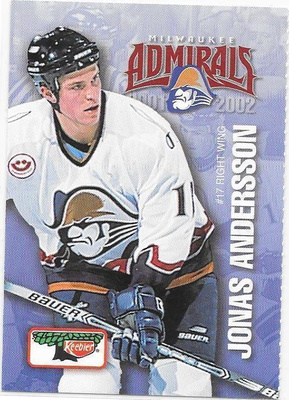 2001-02 Milwaukee Admirals #17 Jonas Anderson ex- Kärpät