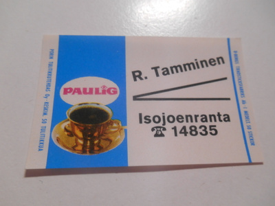 TT Etiketti Paulig R.Tamminen Isojoenranta