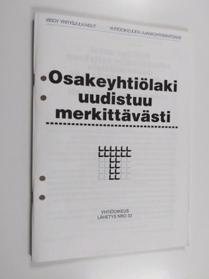 Yhtiöoikeuden ajankohtaiskatsaus 10.6.1996 : Yhtiölaki uu...