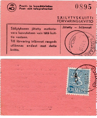 M63 1963 30p sininen postiautoaseman säilytyskuitilla