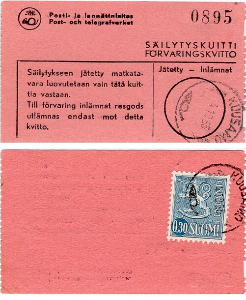 M63 1963  30p sininen postiautoaseman säilytyskuitilla