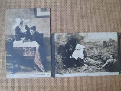 kaksi vintage taidekorttia
