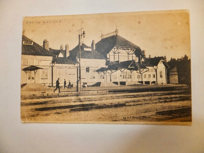 VANHA Postikortti Elisenvaara Rautatie Asema 1920-l