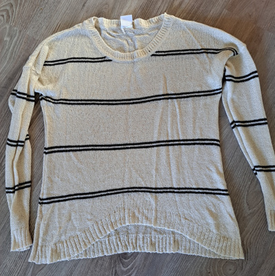 Pitkähihainen beige musta Raidallinen neule koko S