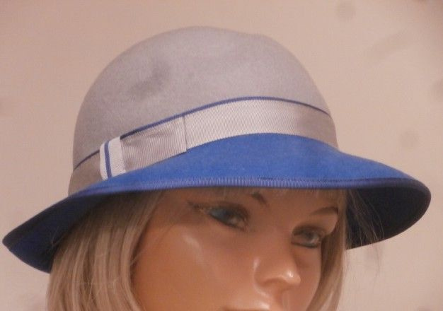 Hattu  6. Siniharmaa naisten vintage-lierihattu
