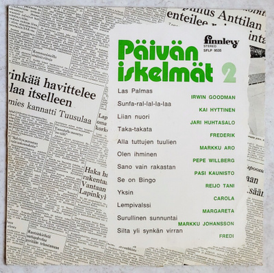 PÄIVÄN ISKELMÄT 2 – Finnlevy kokoelma-LP 1973 - Reijo Tani