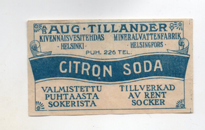 Citron Soda ( Aug. Tillander, Helsinki)