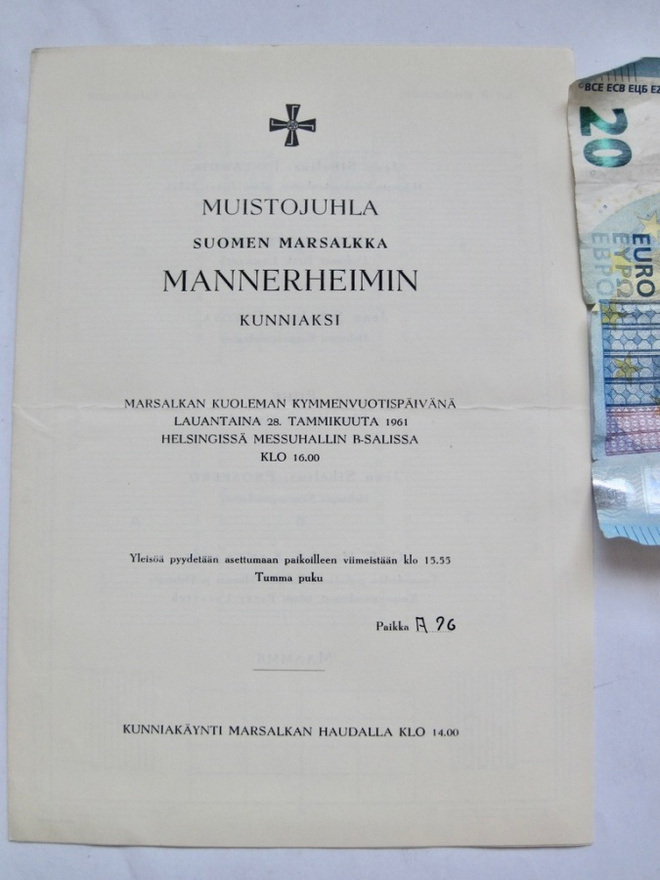 VANHA Ohjelma Muistojuhla Mannerheim 1961