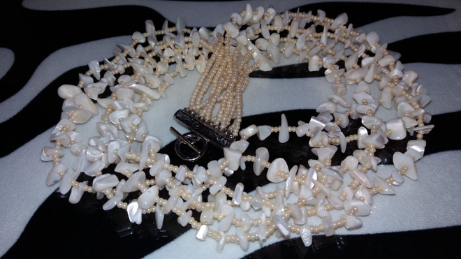6×1 Mother of pearl simpukka Helmi kaulakoru