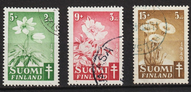 1949 Tuberkuloosi-merkkisarja leimattuna