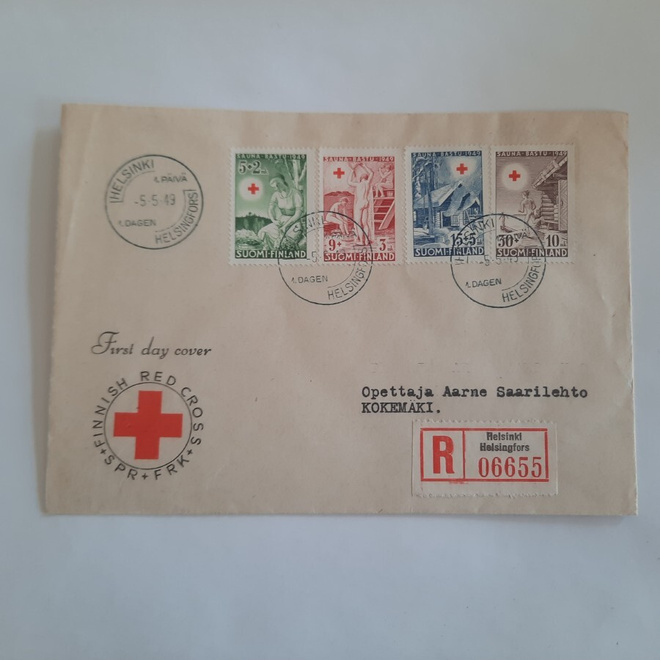 FDC 1949 PR Sauna R-kuori, kulkenut