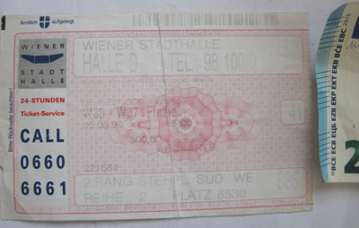 VANHA Pääsylippu Jääkiekko MM-Kisat Wien 1996 Finaali