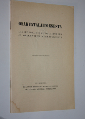Osakuntalaitoksesta : lausuntoja osakuntalaitoksen ja osa...