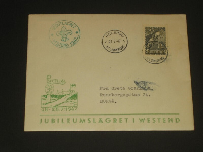 Partio Westend 1947 leima+kuori  21.7.47  erikoisleima
