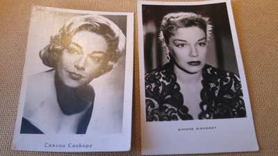 Kaksi vintage valokuvakorttia - Simone Signoret