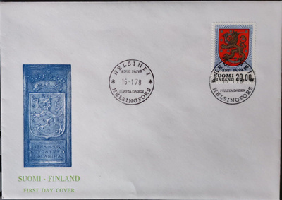 Yleismerkki 20 mk, FDC-kuori 16.1.1978