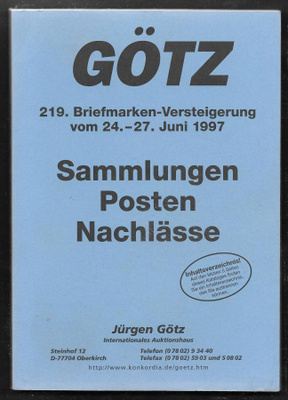 Huutokauppaluettelo - Götz 24.6.1997