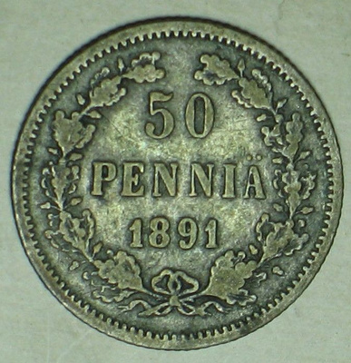 1891 SUOMI  50 PENNIÄ