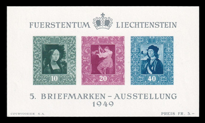 Liechtenstein 278-80BL5 ** Postimerkkinäyttely (1949)