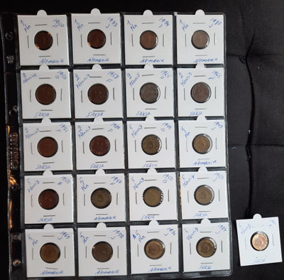 Saksa 1,2 ja 5 pfennigejä 20kpl