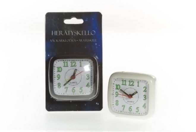Herätyskello, 80x75x35mm, valkoinen *UUSI*
