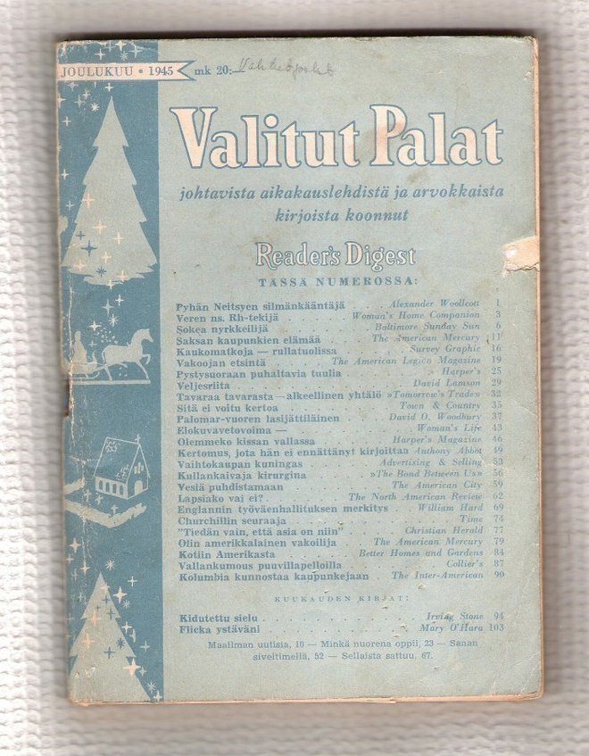 Valitut Palat, joulukuu 1945 ja 1959.