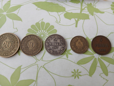 kolikoita mm 1865 ...1889..ym