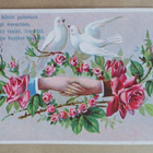 Lemmenvala, kyyhkyt, kädet, kukkia, runo, p. 1908 - pikkukuva 1