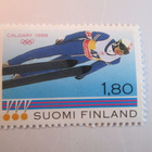 POSTITUORE POSTIMERKKI MATTI NYKÄNEN CALCARY 1988 OLYMPIALAI - pikkukuva 1