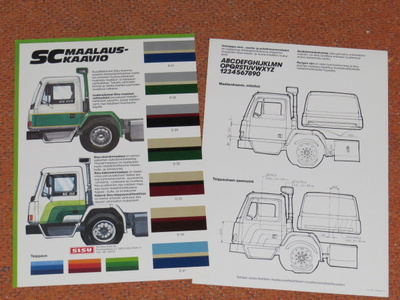 1982 Sisu SC maalauskaavio esite - KUIN UUSI - kuorma-auto