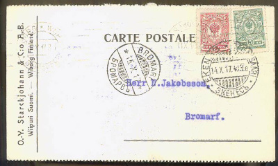 Firmakuori Starckjohann & C:o Wiipuri postikortti 1917