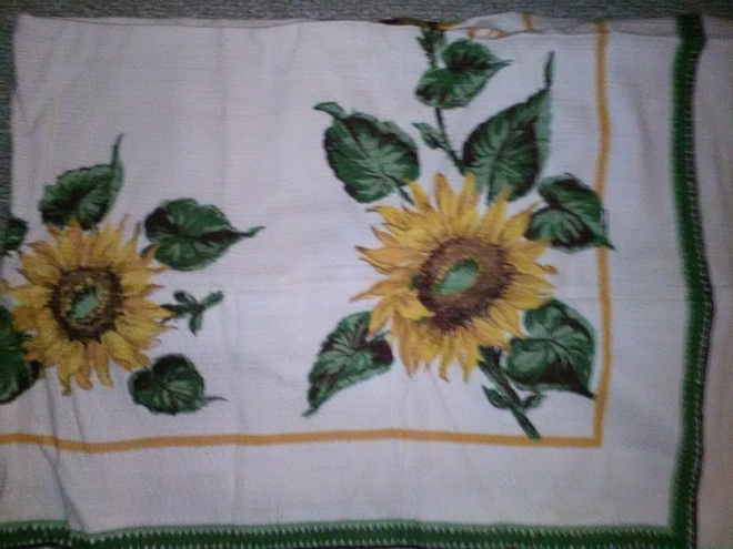 RETRO auringonkukka pöytäliina 60-luvulta