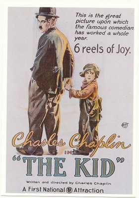 Charlie Chaplin elokuvan mainoskortissa