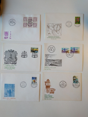 Ensipäivänkuoria FDC 6 kpl 1977 1978 1979
