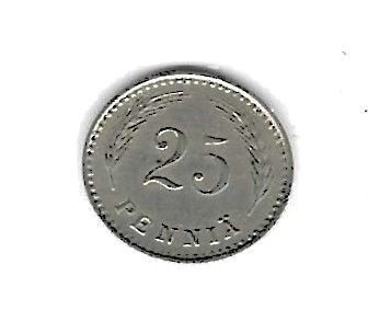 1921 25 PENNIÄ KOLIKKO KÄYTETTY