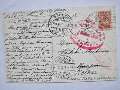 VANHA Kortti 1917 VEnäjän Sotasensuuri Viipuri + Kuopio