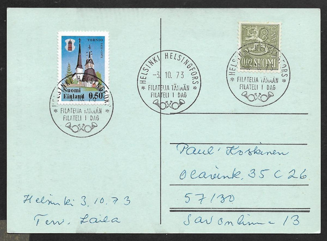 Helsinki - Filatelia tänään 3.10.1973