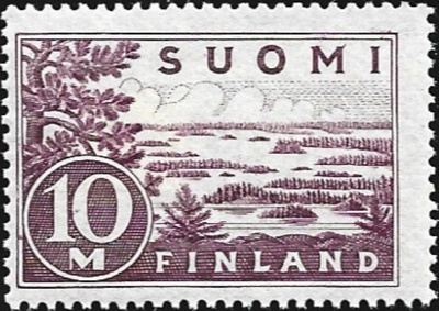 1930 Saimaa 10 mk punertavanlila ** Lape 156 II c SP Lm5