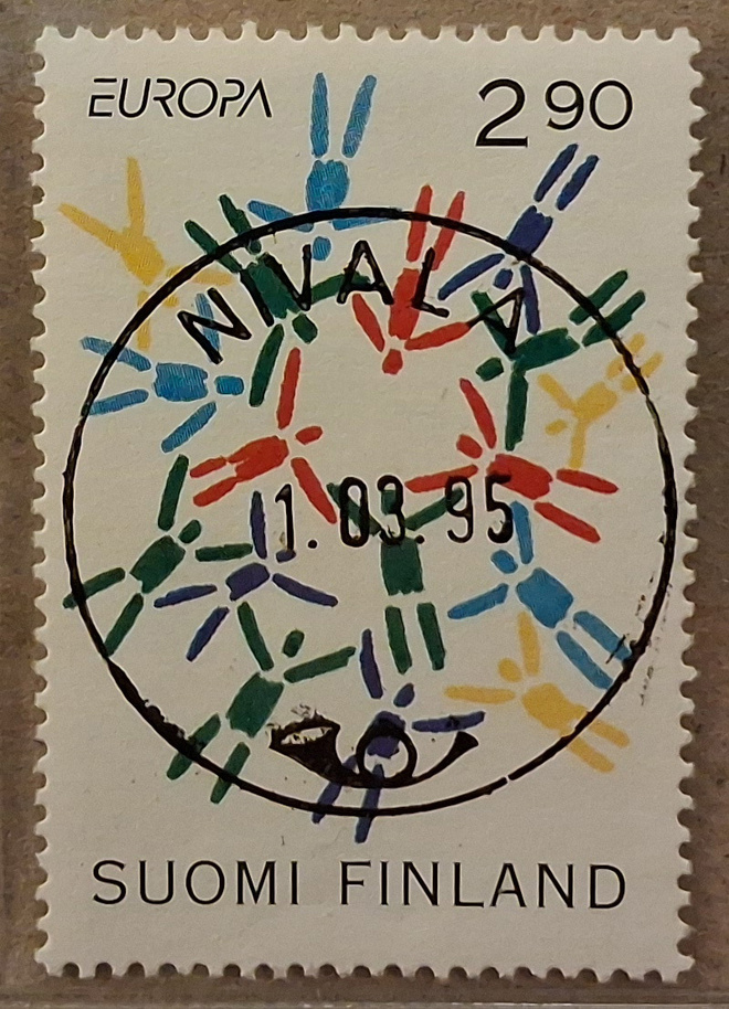 1995 2,90mk Eurooppa: Nappiloisto Nivala 1.3.95 (1207)