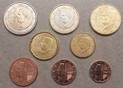 Luxembourg 1 cent - 2 eur 2026 (uusi muotoilu)