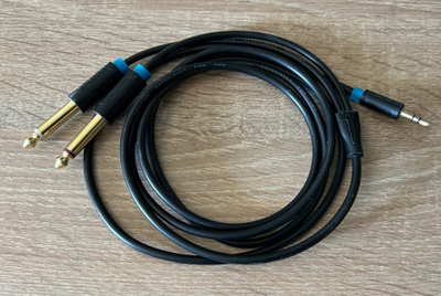 VENTION kaapeli, 2x plug 6.3mm to 1x stereo plug 3,5mm