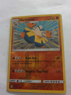 Hariyama #68 Pokemon Sun & Moon REVERSE HOLO RARE card