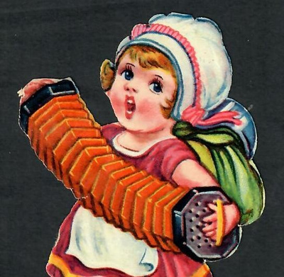 Wanha - Kävelevä tyttö soittaa hanuria - 1900-l alku