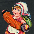 Wanha - Kävelevä tyttö soittaa hanuria - 1900-l alku - pikkukuva 1