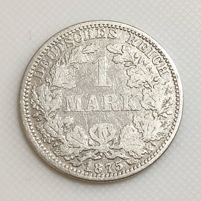 Saksa 1 Mark 1875A, Wilhelm I, hopeakolikko