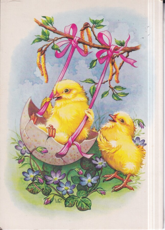 Iloista Pääsiäistä.Tiput keinulla. L,C.   e217