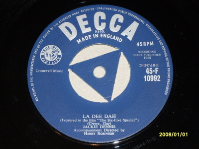 7" JACKIE DENNIS - La Dee Dah - single 1958 pop MINT-