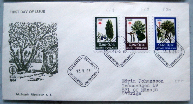 FDC 1969 Jakobstads Filatelister Tuberkuloosi (75)