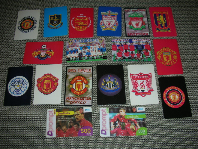 jalkapallokortit Liverpool, Leeds, ManU ym.